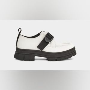 UGG White and Black Platform Buckle Loafer